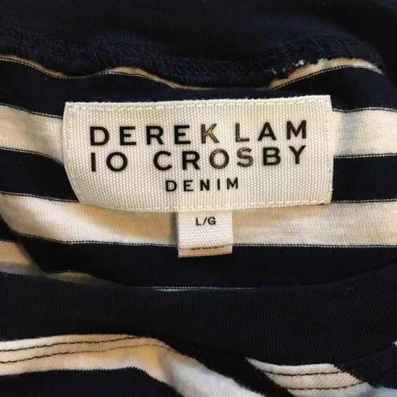 Derek Lam 10 Crosby Asymmetrical Stripe Tee Shirt - Picture 6 of 7